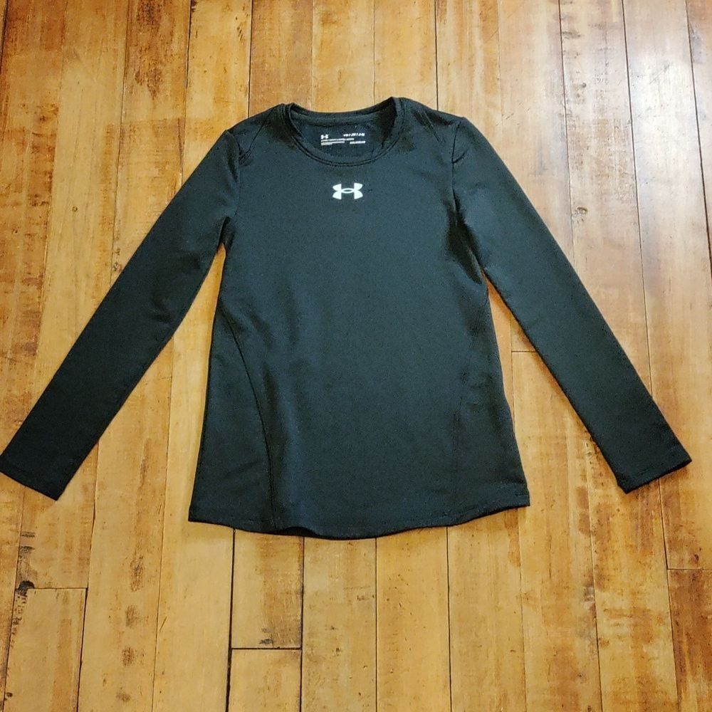 Under Armour Long Sleeve Youth Medium Cold Gear Lined Shirt Fall Sports Black